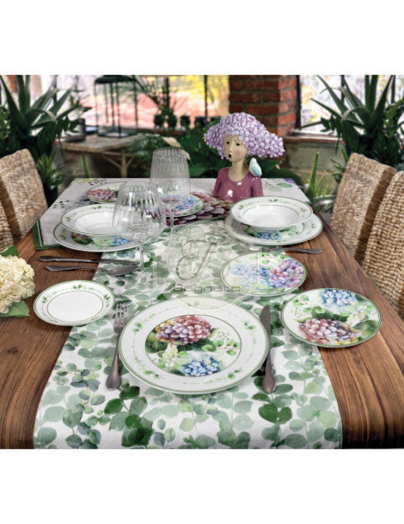 Servizio Piatti BRANDANI Batik 18 Pezzi – Porcellana Verde, Per 6 Persone, Lavastoviglie