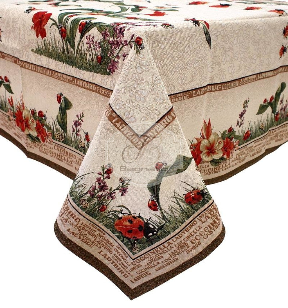 Tovaglia Jacquard Gobelino 140x180 Cm – Motivo Papaveri, 75% Poliestere 22% Cotone
