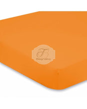 Carica l'immagine nel visualizzatore di Gallery, Lenzuolo Sotto Con Angoli Tinta Unita In Cotone Arancio / Piazza E Mezza Lenzuola