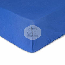 Carica l'immagine nel visualizzatore di Gallery, Lenzuolo Sotto Con Angoli Tinta Unita In Cotone Blu / Singolo Lenzuola