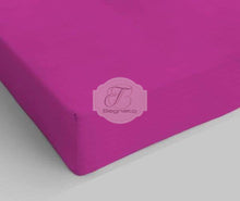 Carica l'immagine nel visualizzatore di Gallery, Lenzuolo Sotto Con Angoli Tinta Unita In Cotone Fuxia / Piazza E Mezza Lenzuola