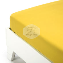 Carica l'immagine nel visualizzatore di Gallery, Lenzuolo Sotto Con Angoli Tinta Unita In Cotone Senape / Matrimoniale Lenzuola