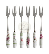Carica l'immagine nel visualizzatore di Gallery, Set 6 Forchettine Nonna Rosa Acciaio Inox E Ceramica Brandani Posate