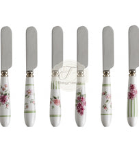 Carica l'immagine nel visualizzatore di Gallery, Set 6 Spalmaburro Nonna Rosa Acciaio Inox E Ceramica Brandani Posate