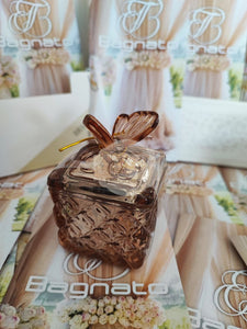Candela In Vaso Con Farfalla Vetro Rame