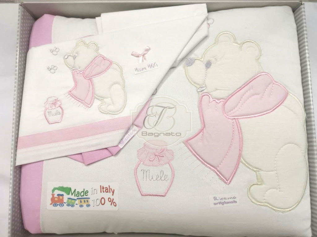Carrozzina Sfoderabile Più Lenzuola Coordinate Teddy Pink