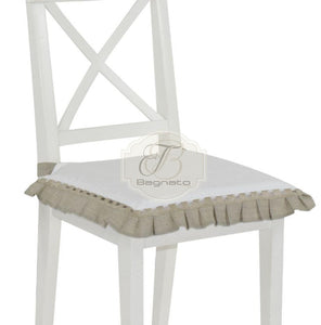 Coppia Coprisedia Lino E Cotone Ikebana Bianco Coprisedia