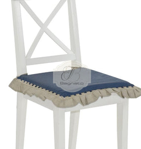 Coppia Coprisedia Lino E Cotone Ikebana Blu Coprisedia
