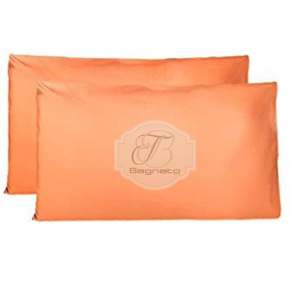 Coppia Federe Tinta Unita In Cotone Arancio
