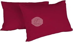 Coppia Federe Tinta Unita In Cotone Bordeaux