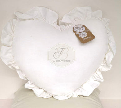 Cuscino Cuore Rouches Bianco