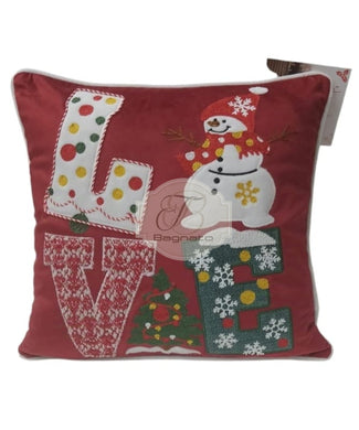 Fodera Cuscino Christmas Love Snowman Cuscino