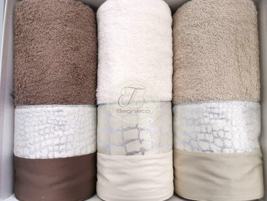 Asciugamani Set 6 Pezzi Con Scatola Modern Silver