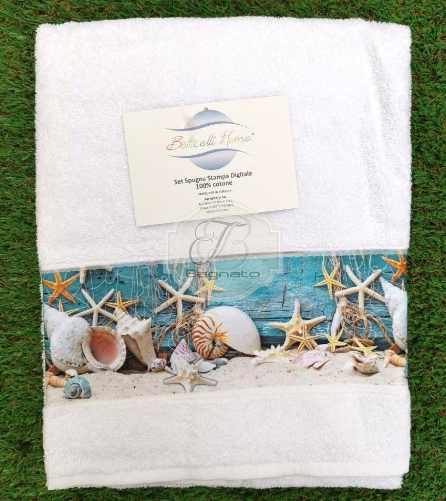 Asciugamano set 1+1 mare bianco - Bagnato Arredotessile