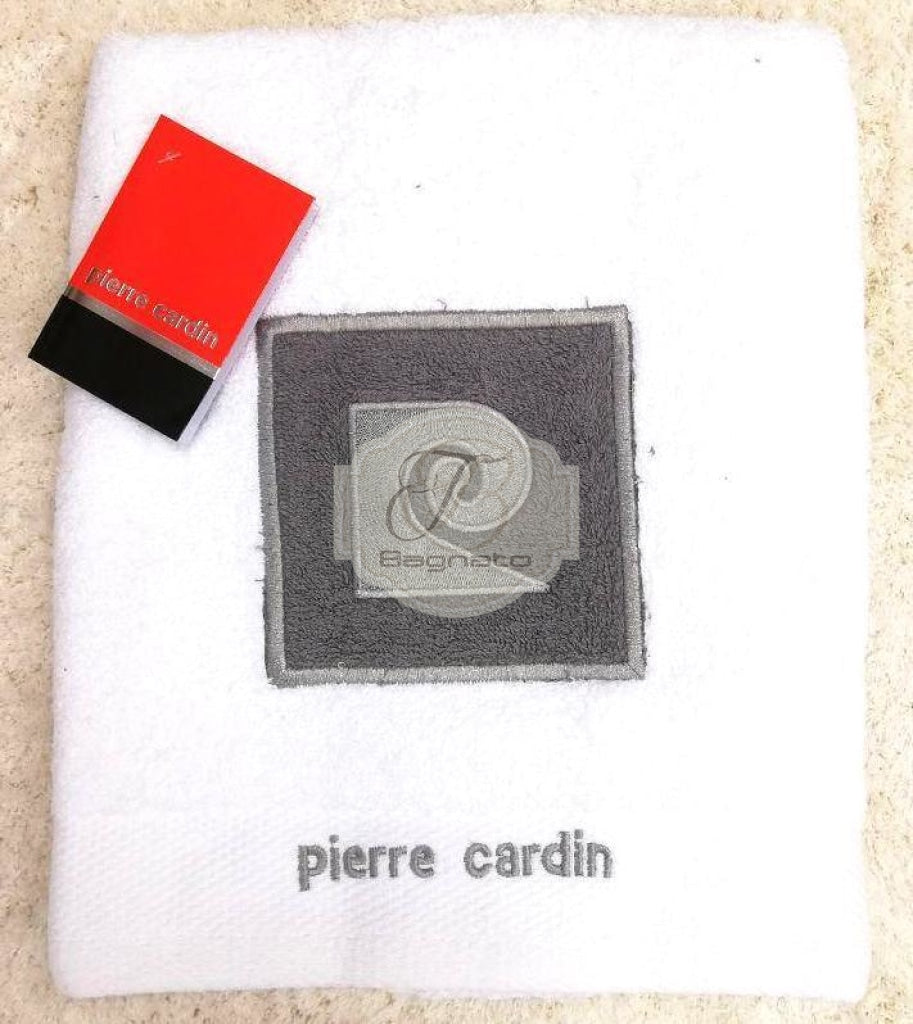 Asciugamano Set 1+1 Pierre Cardin Logo Bianco Asciugamani