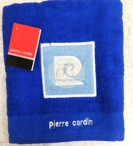 Asciugamano Set 1+1 Pierre Cardin Logo Blu Asciugamani