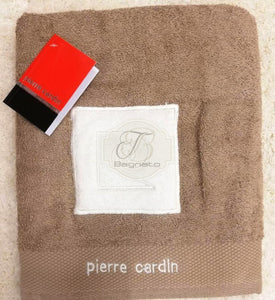 Asciugamano Set 1+1 Pierre Cardin Logo Tortora Asciugamani