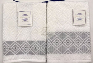 Asciugamano Set 1+1 Rombo Bianco Asciugamani
