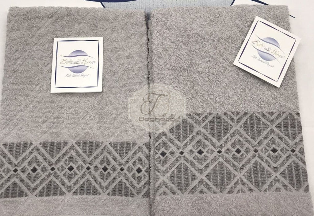 Asciugamano Set 1+1 Rombo Grigio Perla Asciugamani
