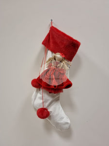 Calza Red White Christmas Decorazioni