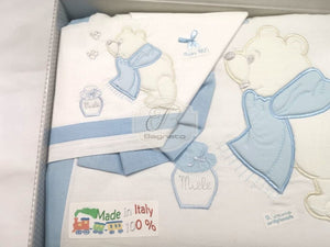 Carrozzina Sfoderabile Più Lenzuola Coordinate Teddy Blue