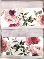 Coppia Asciugamani Floral Con Scatola Grigio Asciugamani