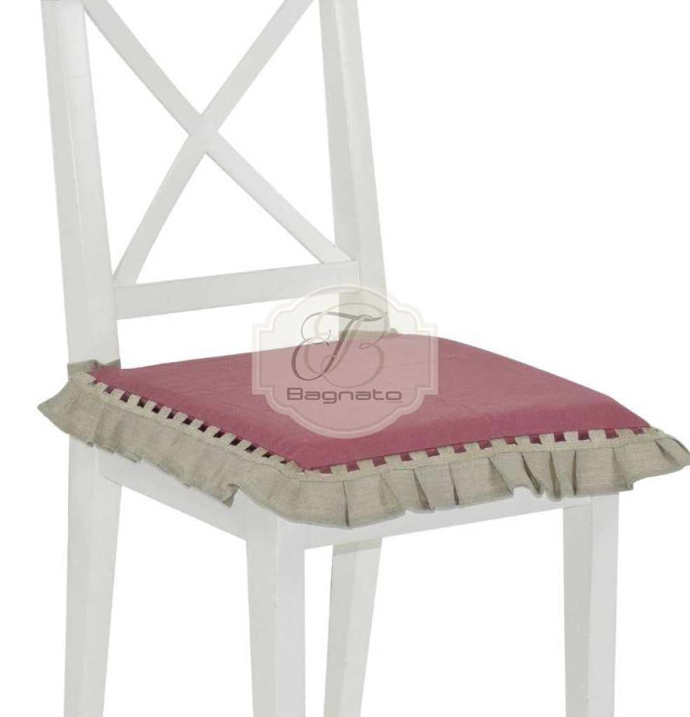 Coppia Coprisedia Lino E Cotone Ikebana Amaranto Coprisedia
