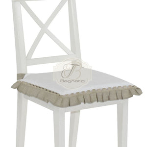 Coppia Coprisedia Lino E Cotone Ikebana Bianco Coprisedia