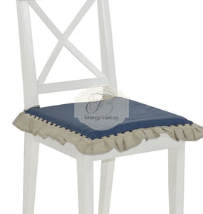 Coppia Coprisedia Lino E Cotone Ikebana Blu Coprisedia