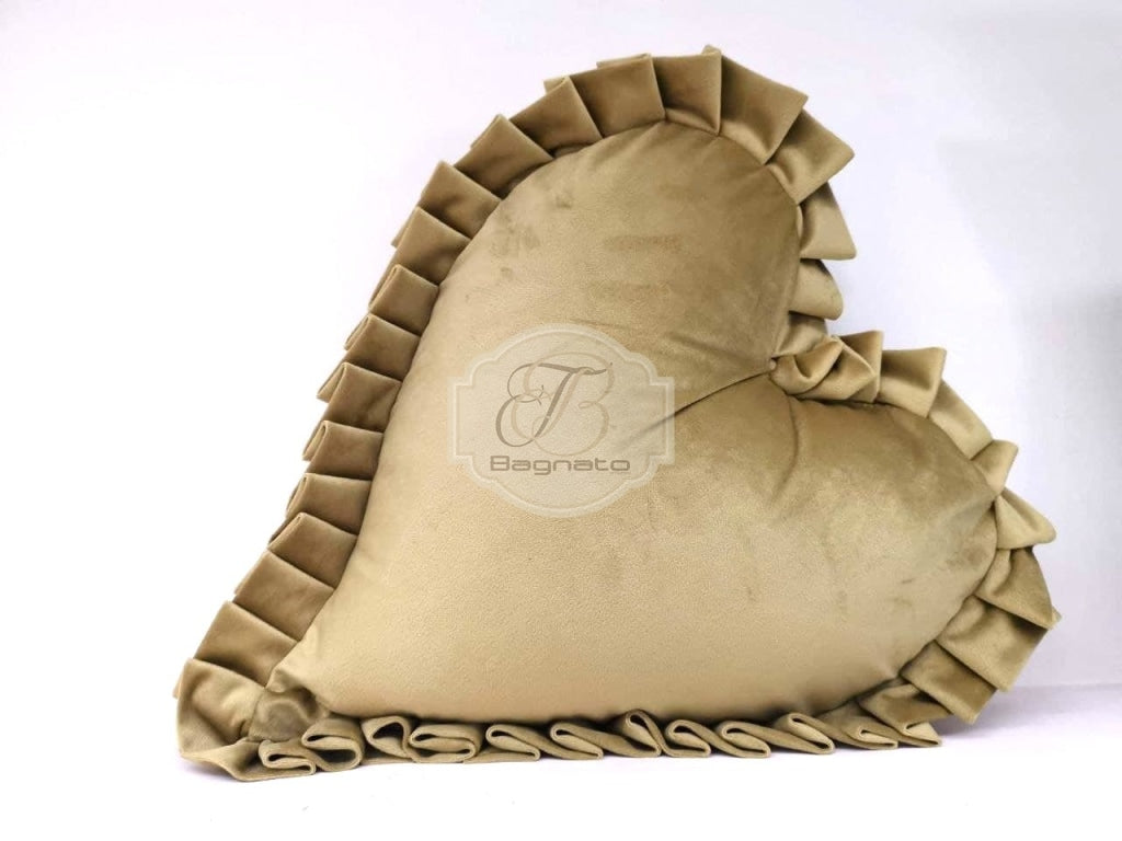 Cuscino Arredo Velluto Cuore Gold