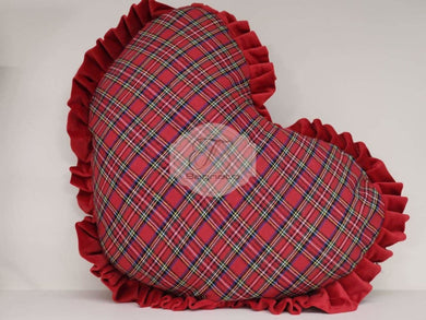 Cuscino Cuore Tartan Imbottito Cuscini