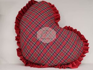 Cuscino Cuore Tartan Imbottito Cuscini