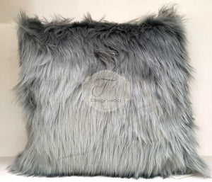 Cuscino Imbottito Pelliccia Grigio