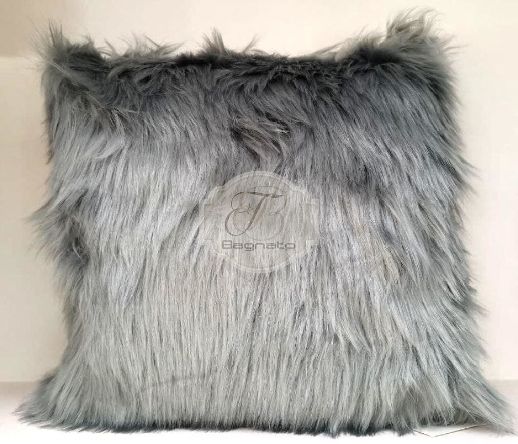 Cuscino Imbottito Pelliccia Grigio
