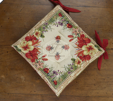 Cuscino Sedia Set 2 Pezzi Gobelin Coccinella Coprisedia