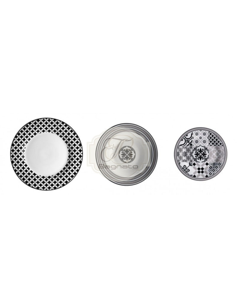 Set 18 pezzi Piatti Tavola Brandani  Porcellana - Bagnato Arredotessile