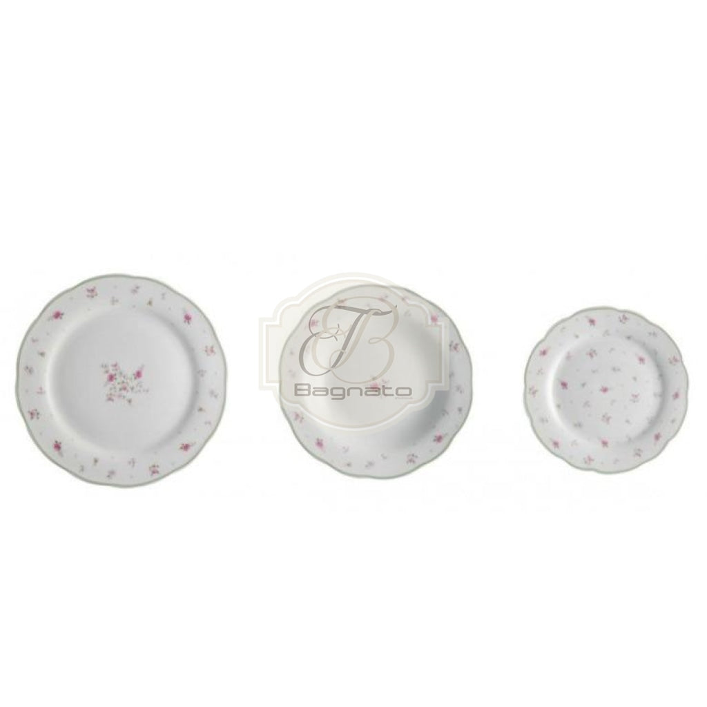 Servizio piatti 18 Pezzi Brandani Pink Flower - Bagnato Arredotessile