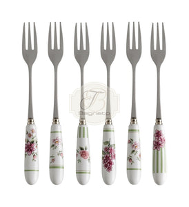 Set 6 Forchettine Nonna Rosa Acciaio Inox E Ceramica Brandani Posate