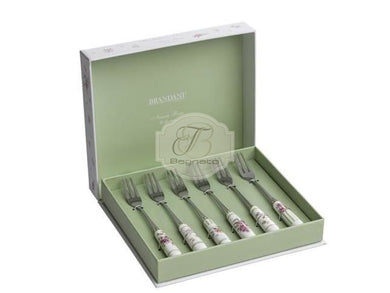 Set 6 Forchettine Nonna Rosa Acciaio Inox E Ceramica Brandani Posate