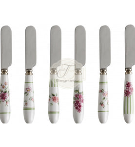 Set 6 Spalmaburro Nonna Rosa Acciaio Inox E Ceramica Brandani Posate