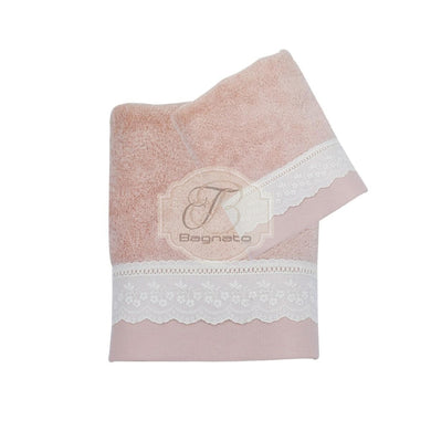 Set Asciugamani 1 + Pizzo Preziosa Rosa Asciugamani