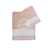 Set Asciugamani 1 + Pizzo Preziosa Rosa Asciugamani