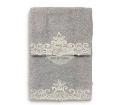 Set Asciugamani 1+1 Nausicaa Pizzo Grigio Asciugamani