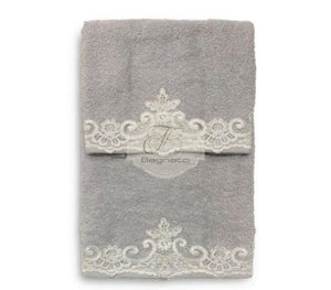 Set Asciugamani 1+1 Nausicaa Pizzo Grigio Asciugamani