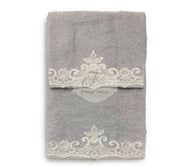 Set Asciugamani 1+1 Nausicaa Pizzo Grigio Asciugamani