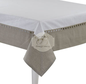 Tovaglia Tavola Lino E Cotone Ikebana 6 Posti Bianco