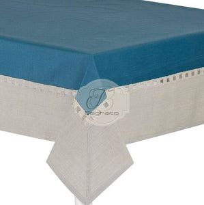 Tovaglia Tavola Lino E Cotone Ikebana 6 Posti Ottanio