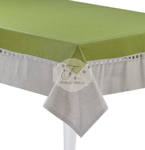 Tovaglia Tavola Lino E Cotone Ikebana 6 Posti Verde